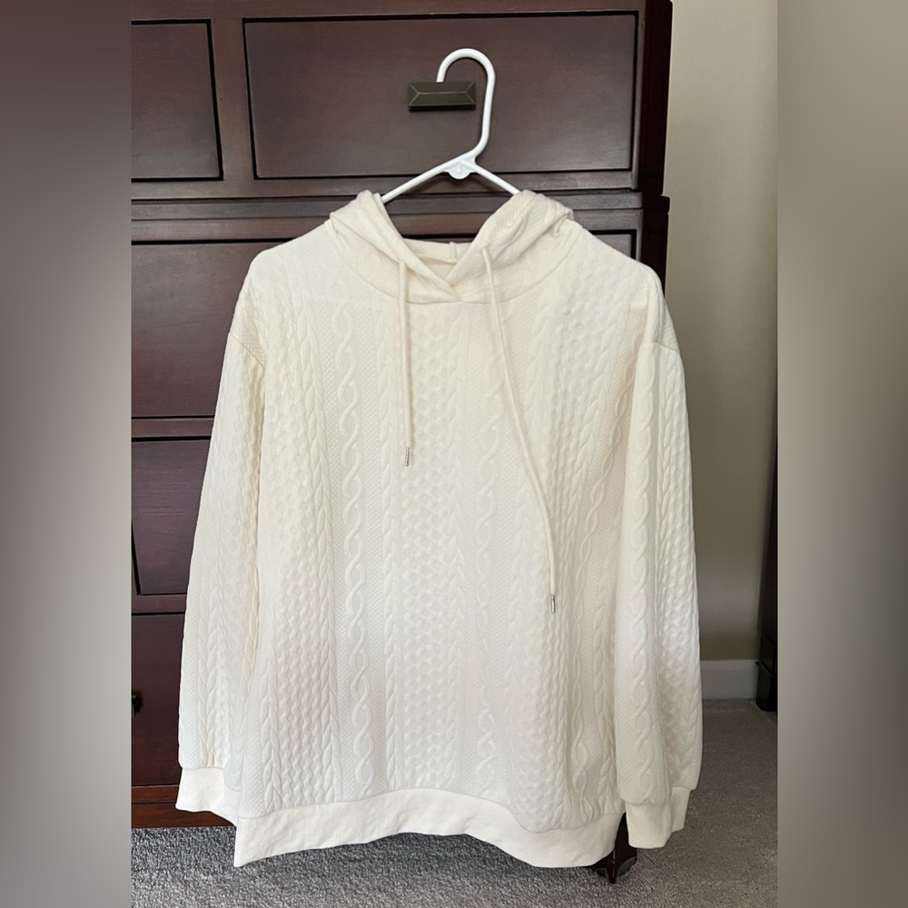 Cream Textured Hoodie